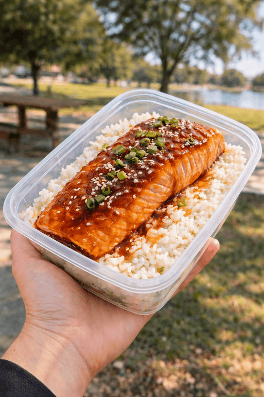 Teriyaki Salmon with Rice - Last Summer Catering
