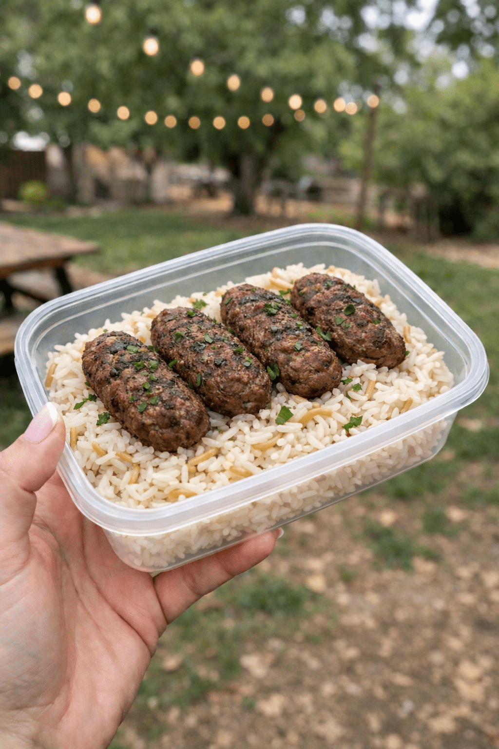 Beef Köfte with Rice Pilaf - Last Summer Catering