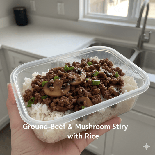 Ground Beef & Mushroom Stir Fry with Rice