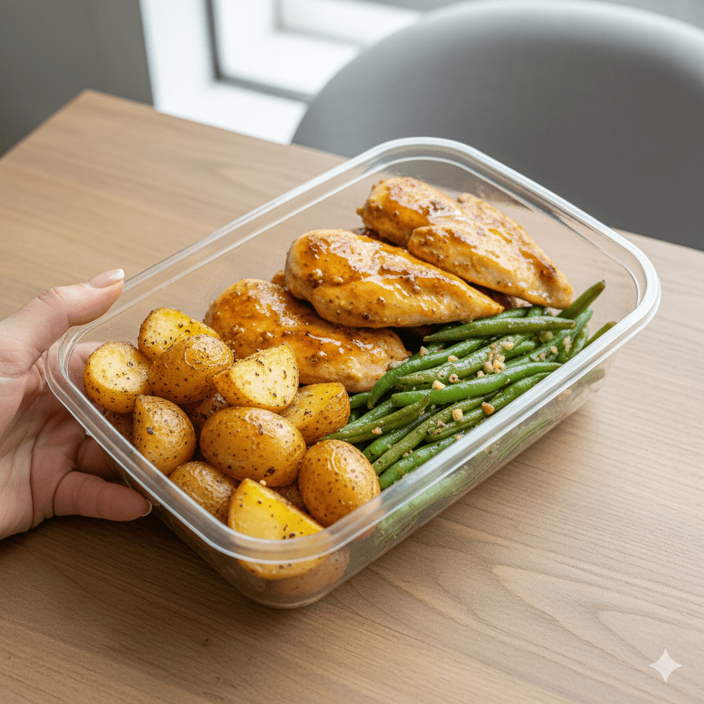 Honey Mustard Chicken with Potatoes & Green Beans - Last Summer Catering