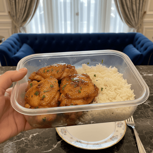 Honey Garlic Chicken Thighs with Rice - Last Summer Catering