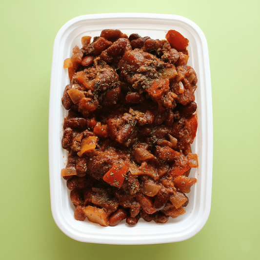Beef Chili Bowl halal prepared meal from Last Summer Catering ready to heat and eat