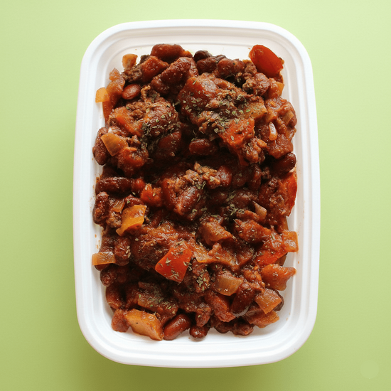 Beef Chili Bowl halal prepared meal from Last Summer Catering ready to heat and eat