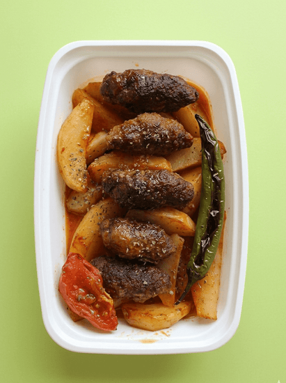Izmir Köfte (Turkish Meatballs & Potatoes) halal prepared meal from Last Summer Catering ready to heat and eat
