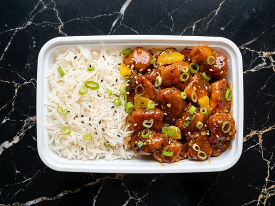 Orange Chicken with White Rice - Last Summer Catering
